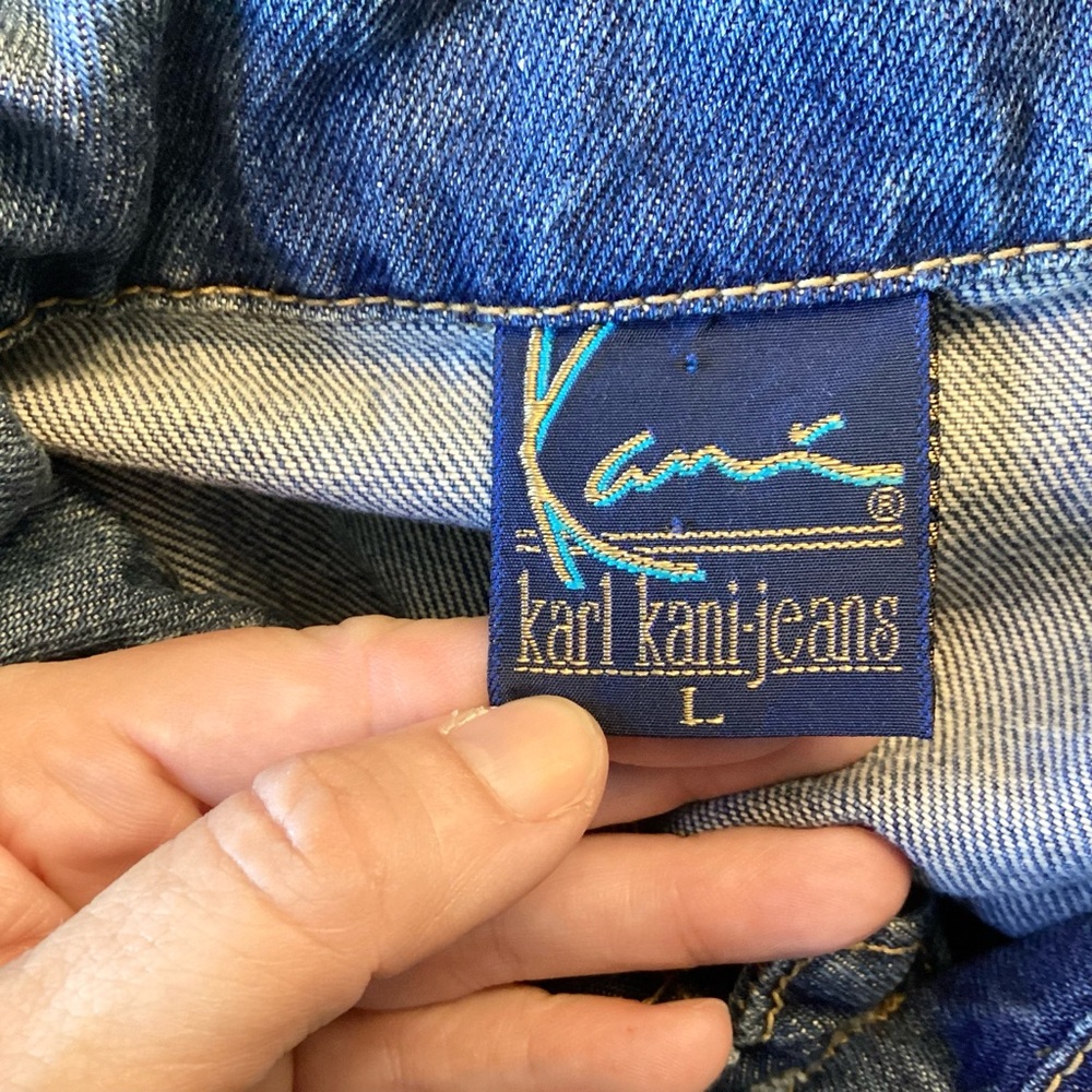Vintage Karl Kani Short Sleeve Denim Button Up Shirt 90s 2Pac Streetwear - L - Picture 9 of 10
